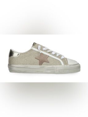 Vintage Havana Girls' Glitter Low-Top Sneaker in Gold with Tan Star